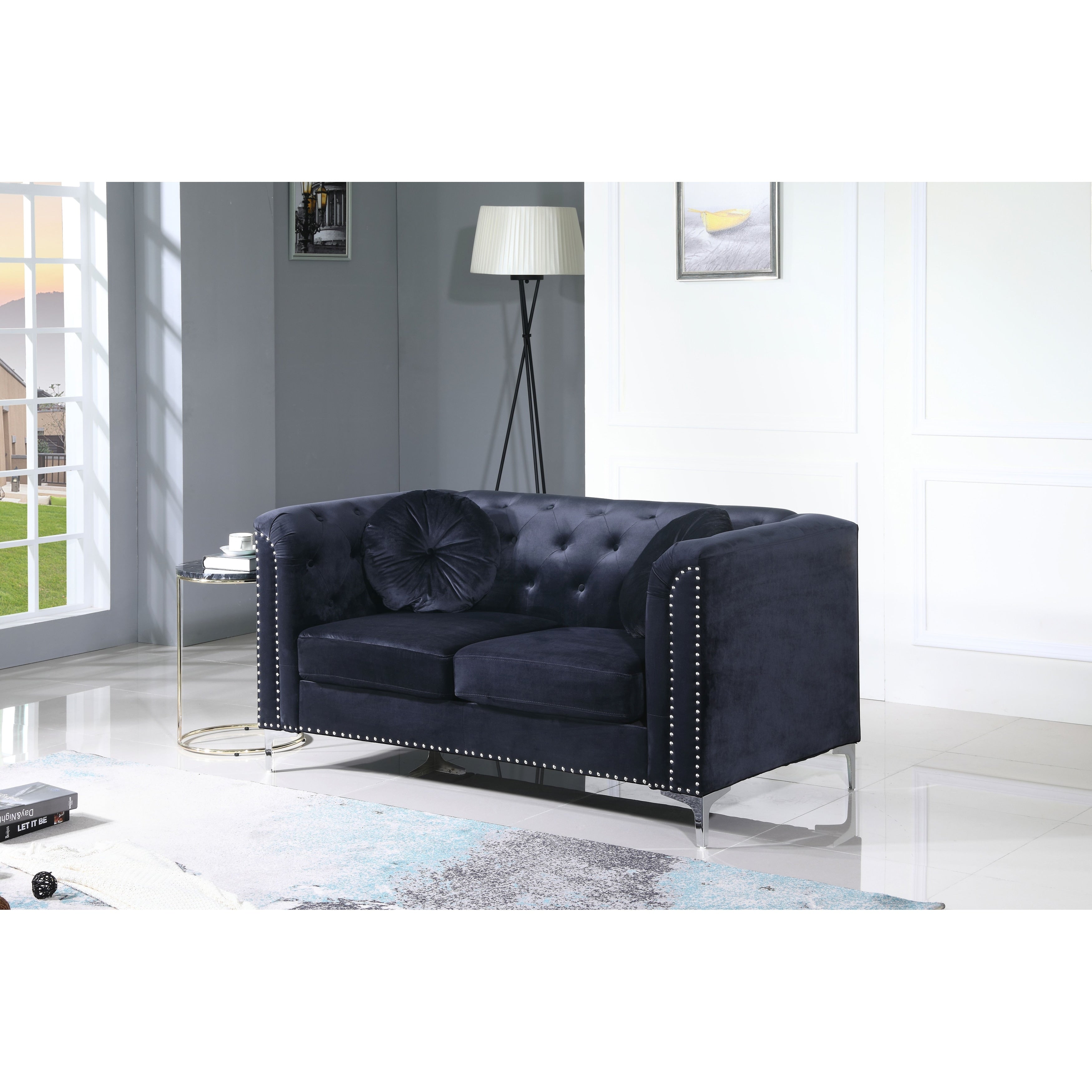 Pompano Velvet Loveseat 31 Inches High X 62 Inches Wide X 34 Inches Deep