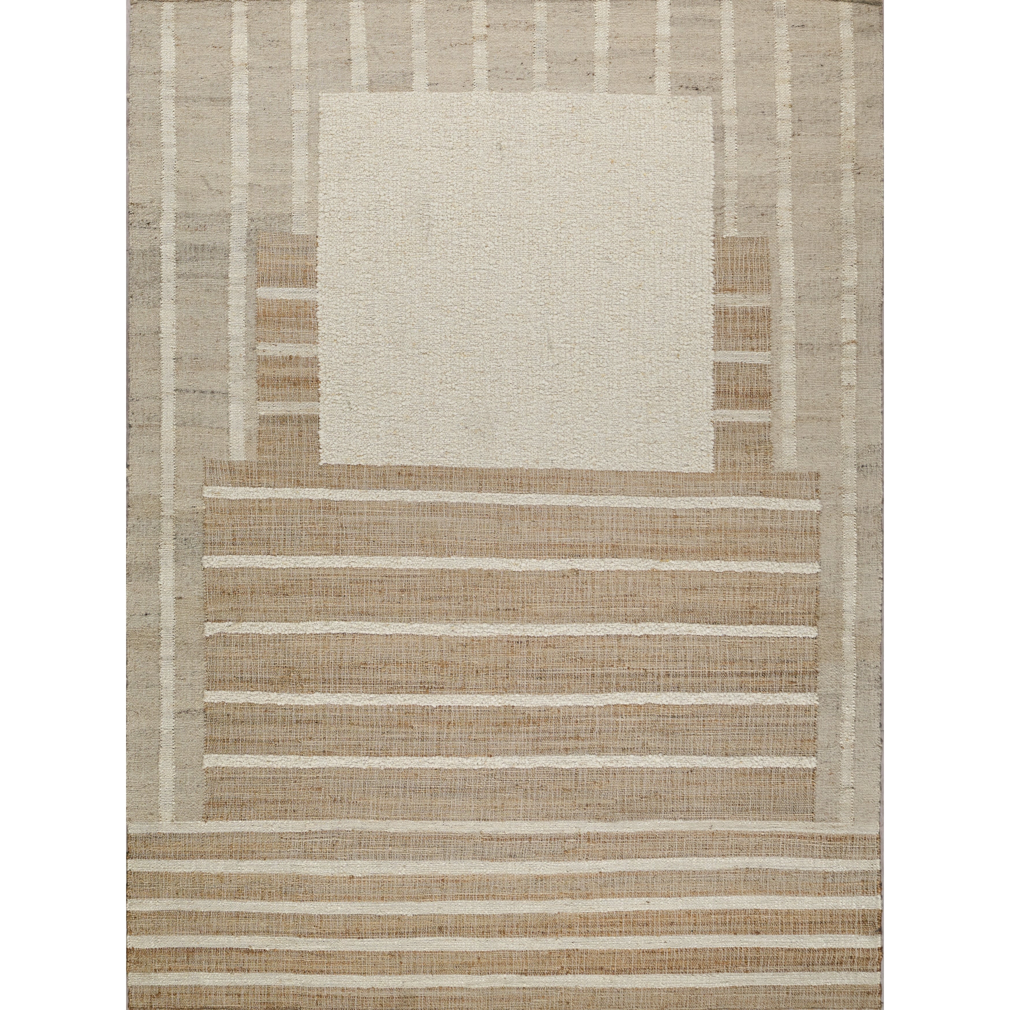 Pompano Flatweave Wool Jute Ivory Beige Area Rug