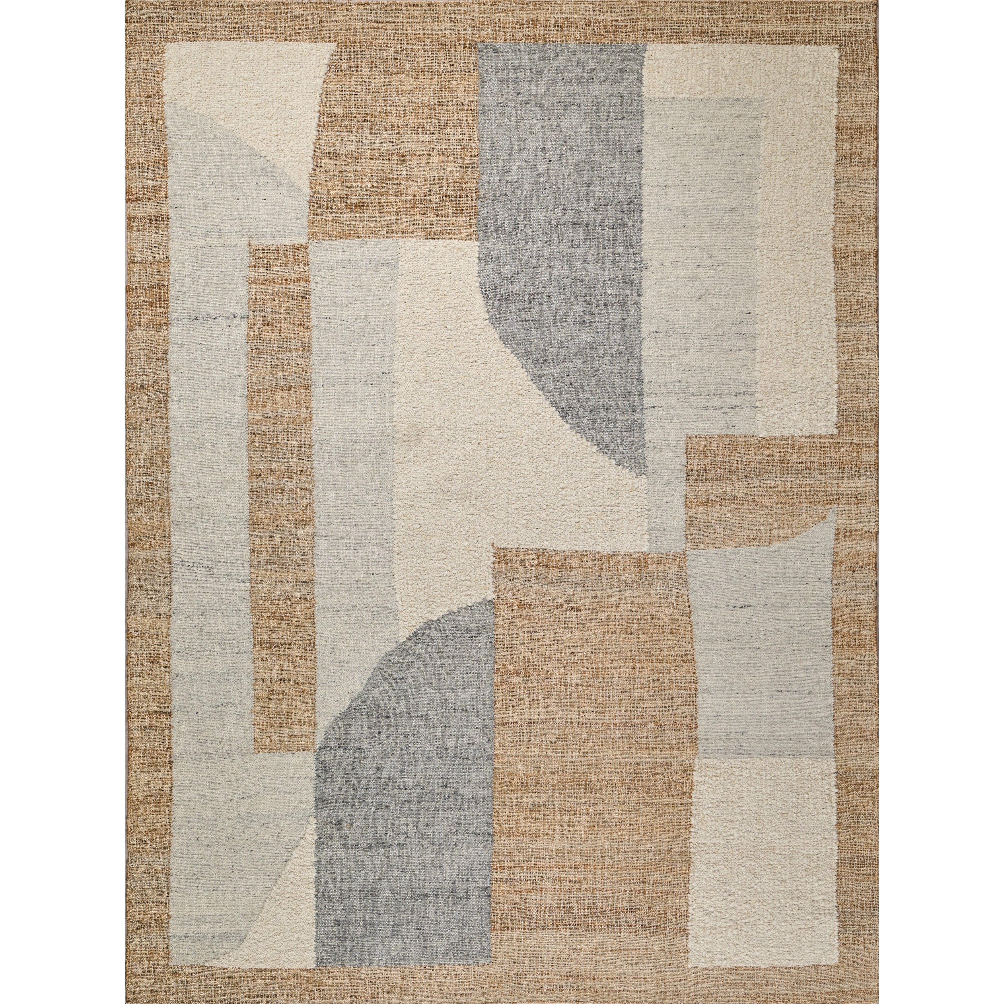 Pompano Flatweave Wool Jute Ivory Gray Beige Area Rug
