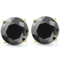 2 Ct Black Diamond Studs 14K Yellow Gold Earrings