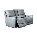 Pono Power Recliner Loveseat Pale Blue Top Grain Leather 74 Inch