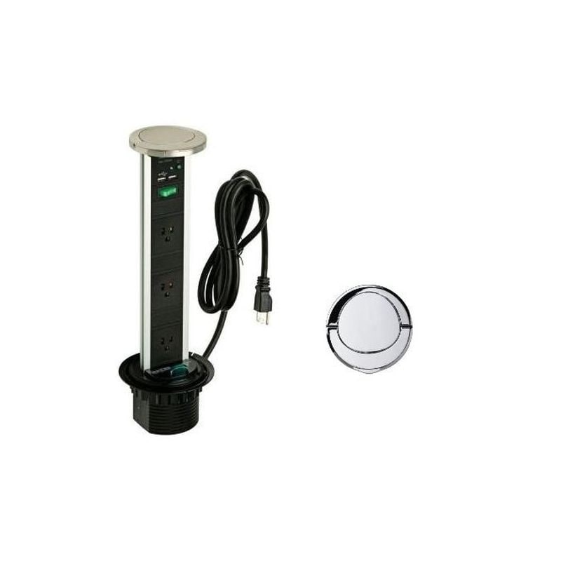Pop Up Power And Charging Station With 3 Socket And 2 Usb Outlet In Aluminum