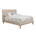 Poplar And Pine Wood Full Size Upholstered Platform Bed Beige