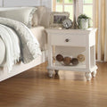 Poplar Wood Night Stand With Spacious Storage White