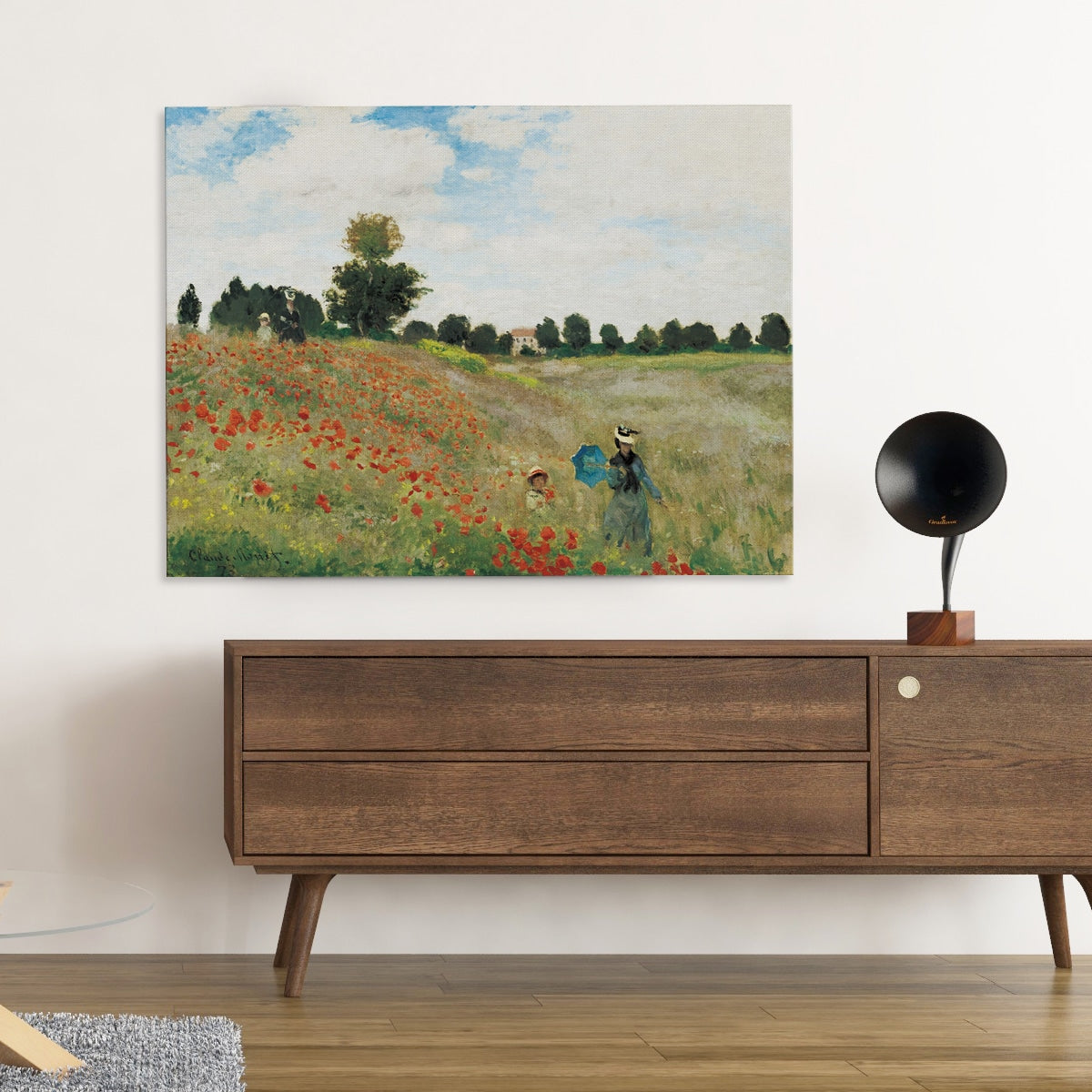 Poppy Field By Oscar Claude Monet Framed Painting Print On Wrapped Canvas