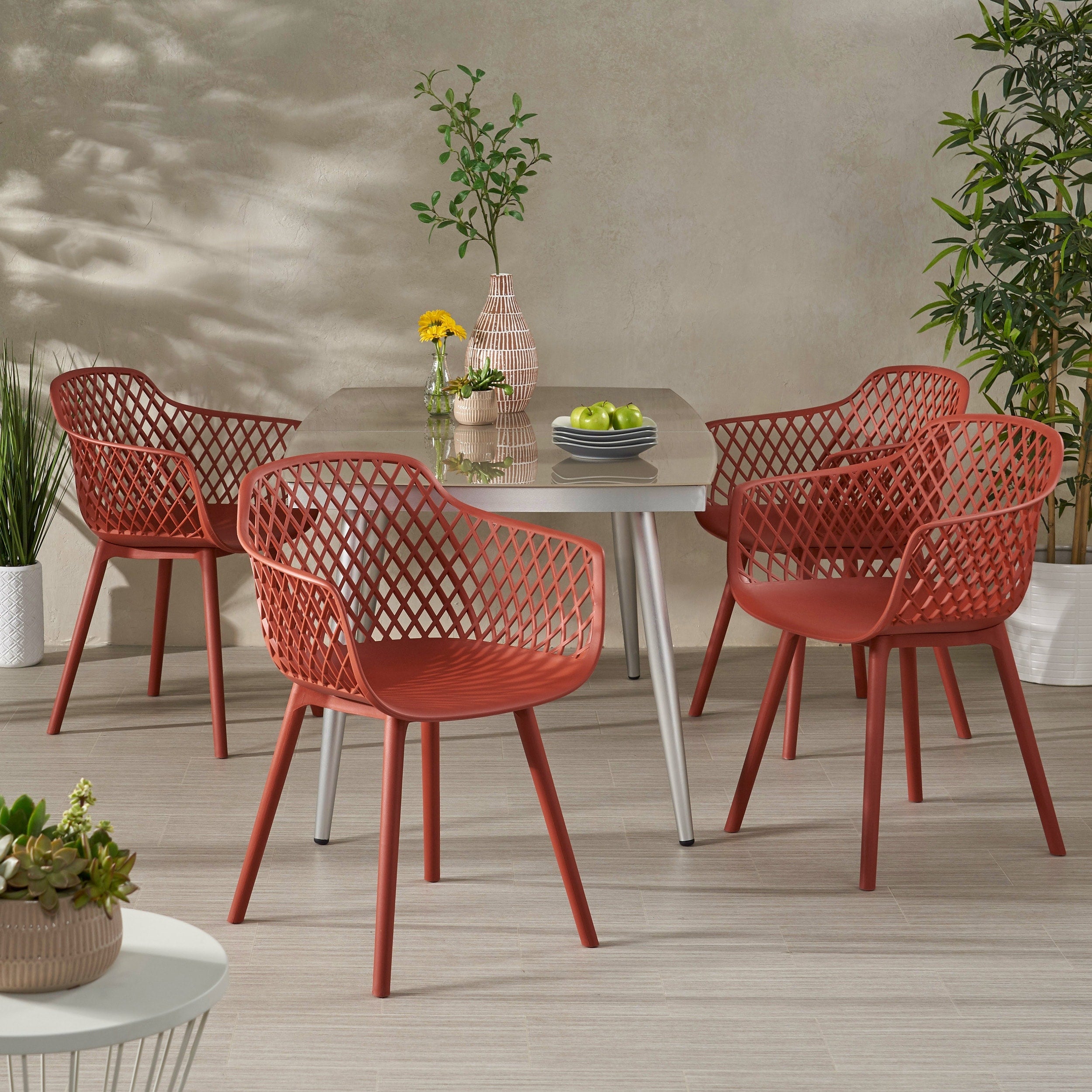 Poppy Outdoor Modern Dining Chair Set Of 4 By Christopher Knight Home 23.20 W X 21.00 L X 32.00 H