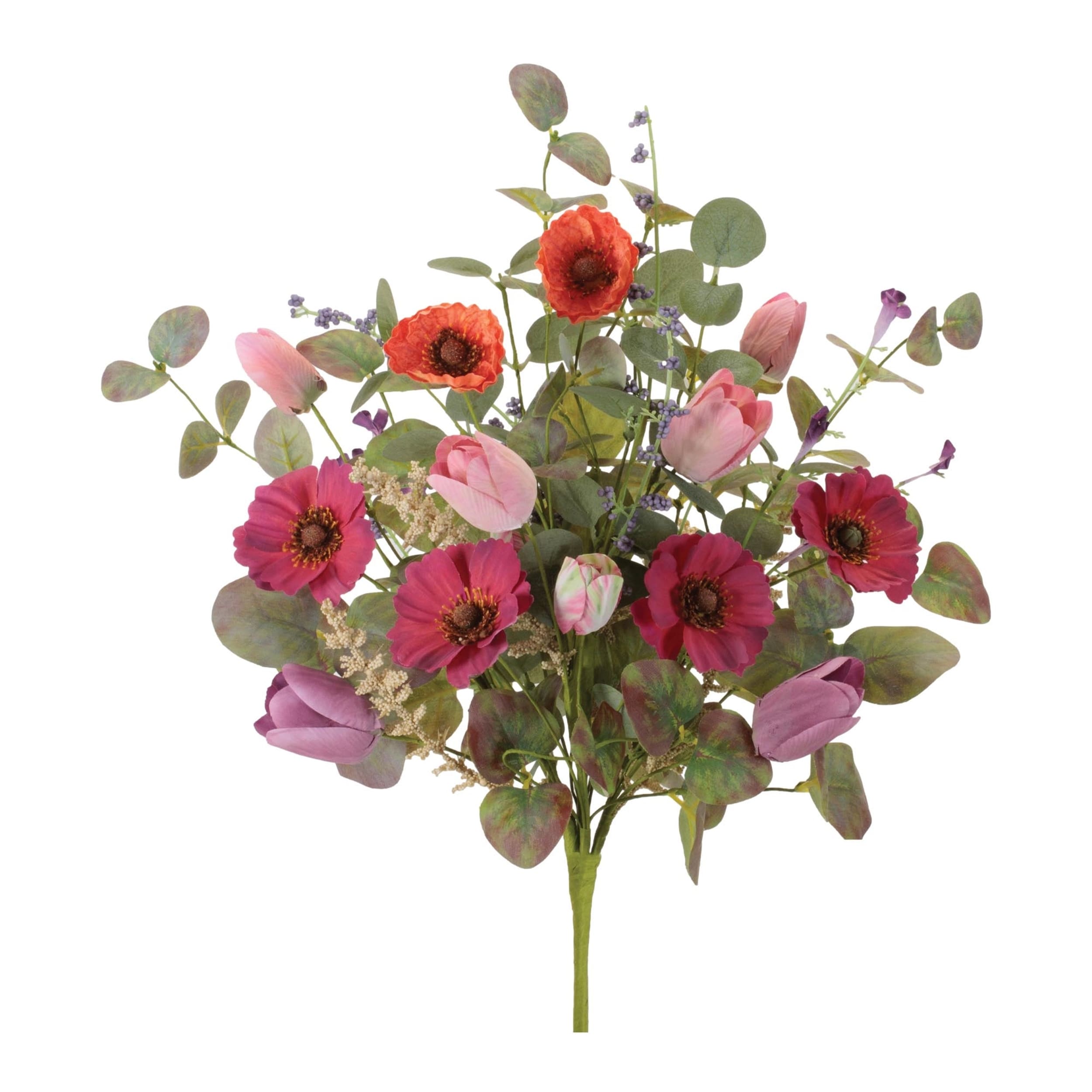 Poppy And Tulip Floral Bush Set Of 2