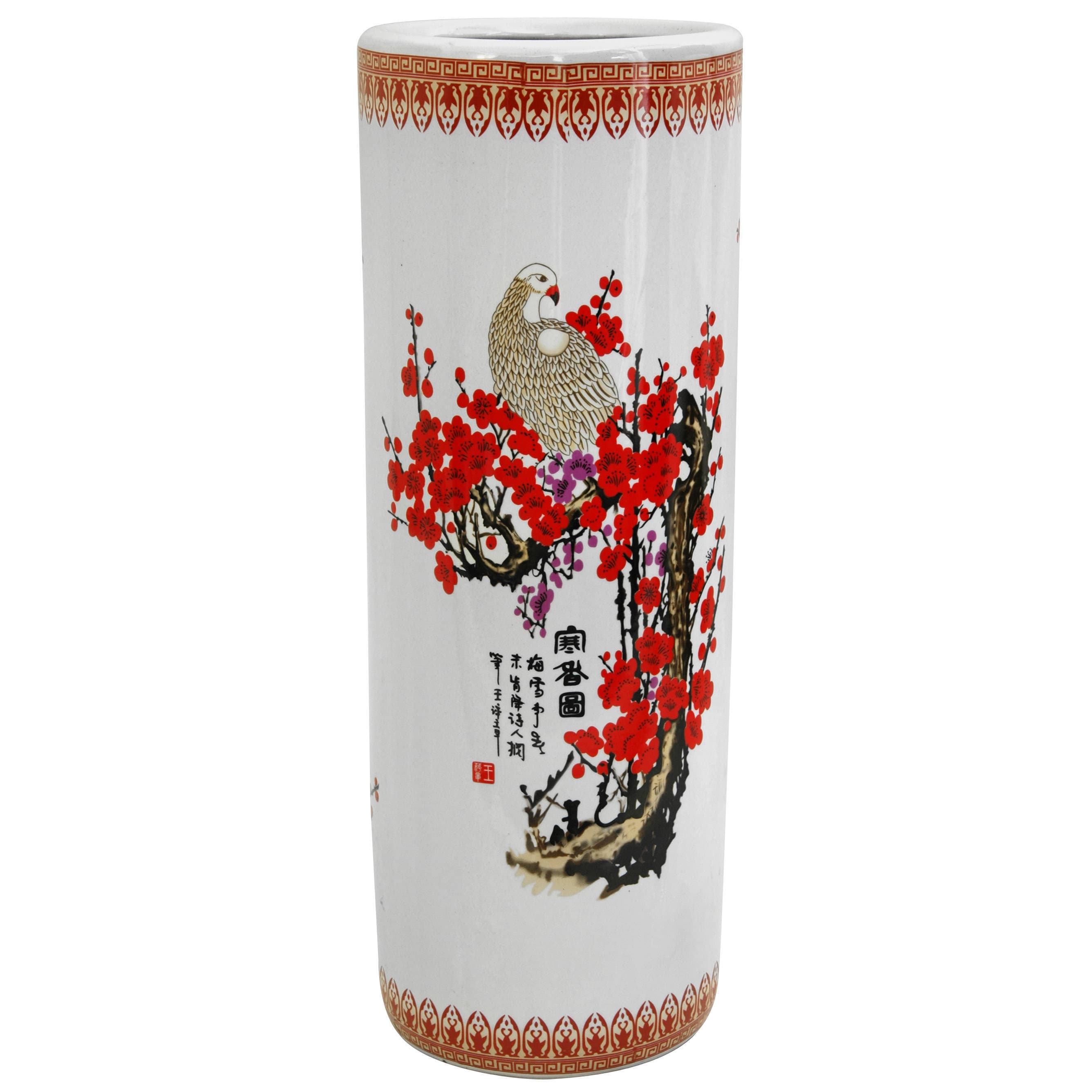 Porcelain 24 Inch Cherry Blossom Umbrella Stand China Multi