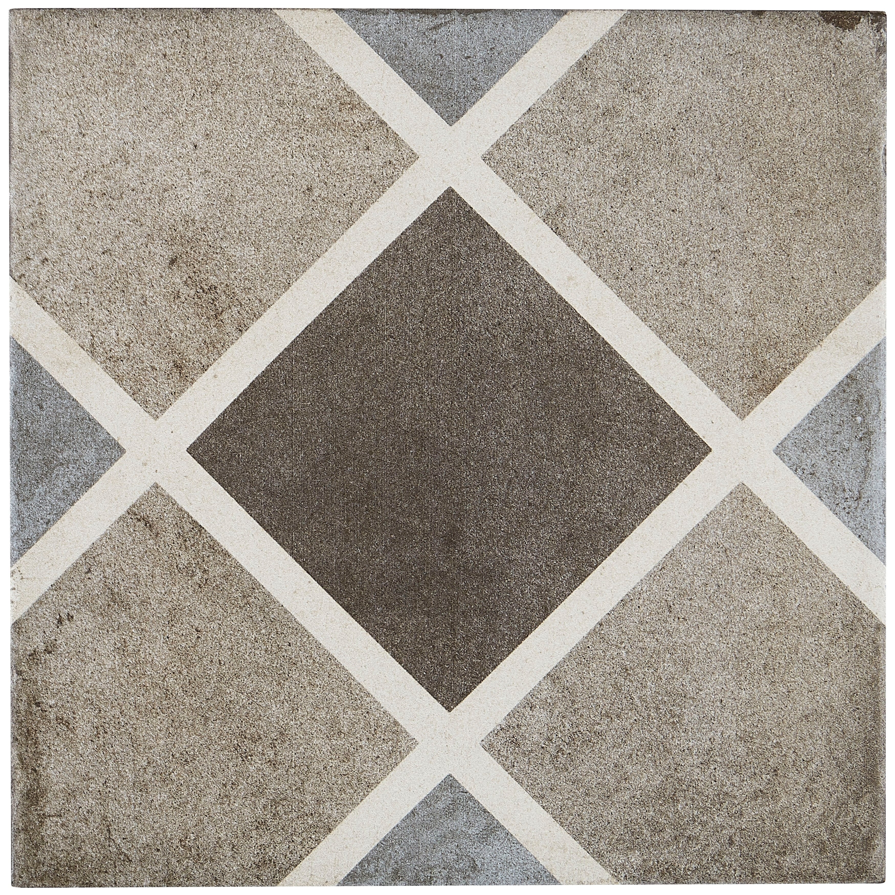 Porcelain Cement Look 8 X 8 Inch Cool Blend Decorative Tile In Rombo