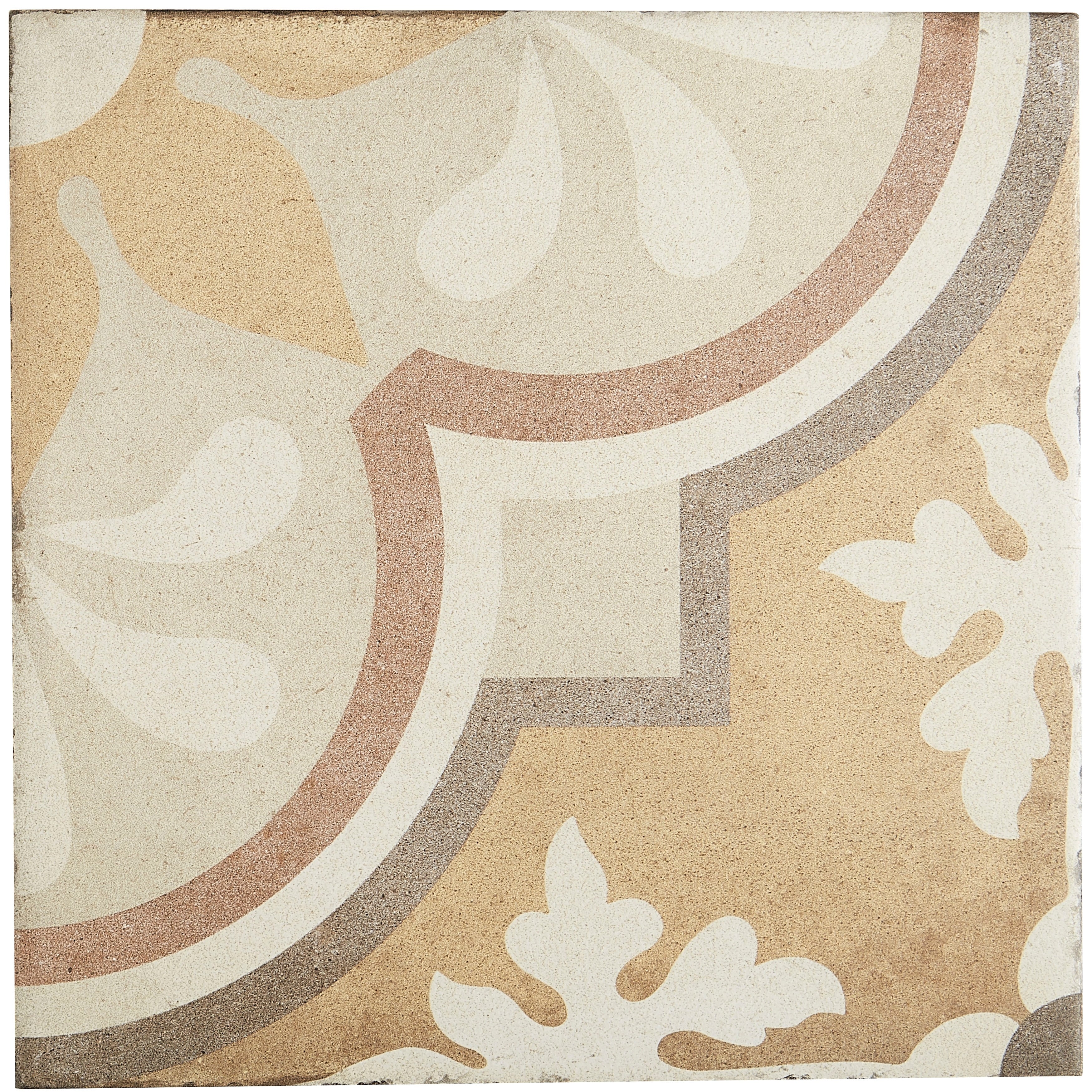 Porcelain Cement Look 8 X 8 Inch Warm Blend Decorative Tile In Grande Fiore
