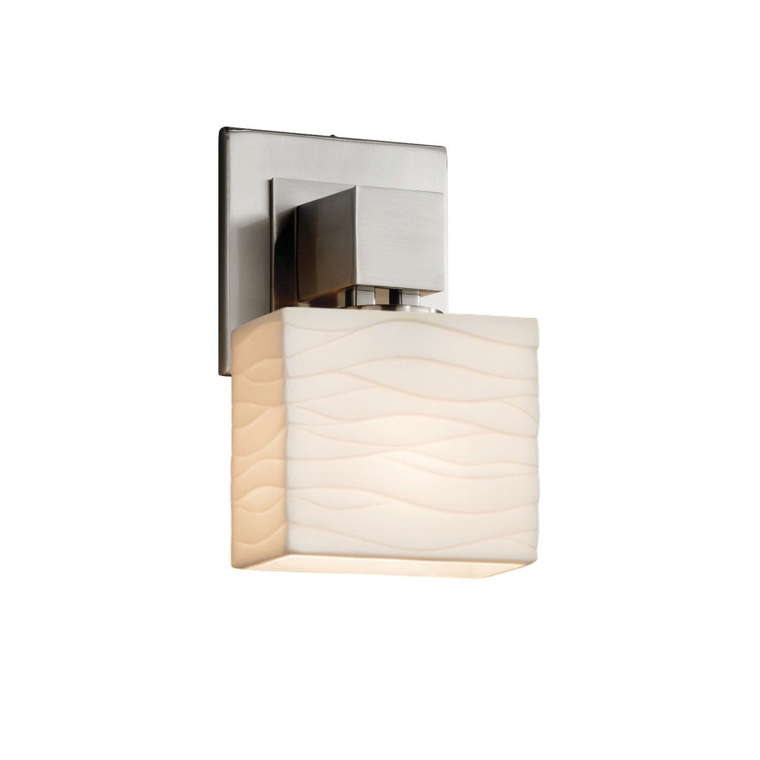 Porcelina Aero Ada 1 Light Brushed Nickel Wall Sconce Waves Rectangle Shade