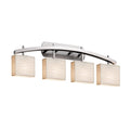 Porcelina Archway 4 Light Brushed Nickel Bath Bar Waves Rectangle Shade