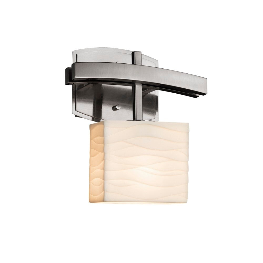 Porcelina Archway Ada 1 Light Brushed Nickel Wall Sconce Waves Rectangle Shade