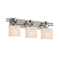 Porcelina Argyle 3 Light Brushed Nickel Bath Bar Pleats Rectangle Shade