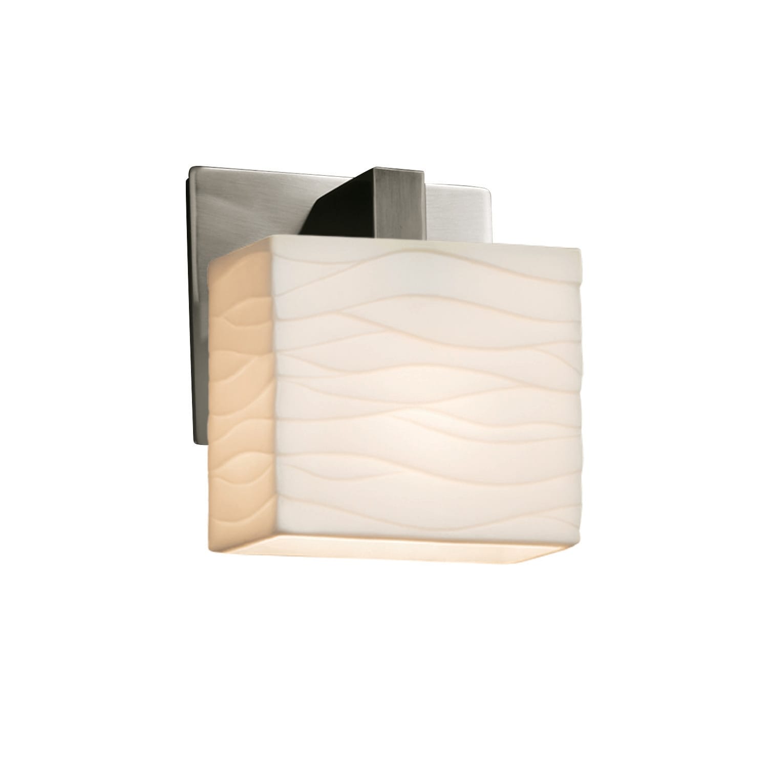 Porcelina Modular 1 Light Ada Brushed Nickel Wall Sconce Waves Rectangle Shade