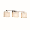 Porcelina Regency 3 Light Brushed Nickel Bath Bar Waves Rectangle Shade