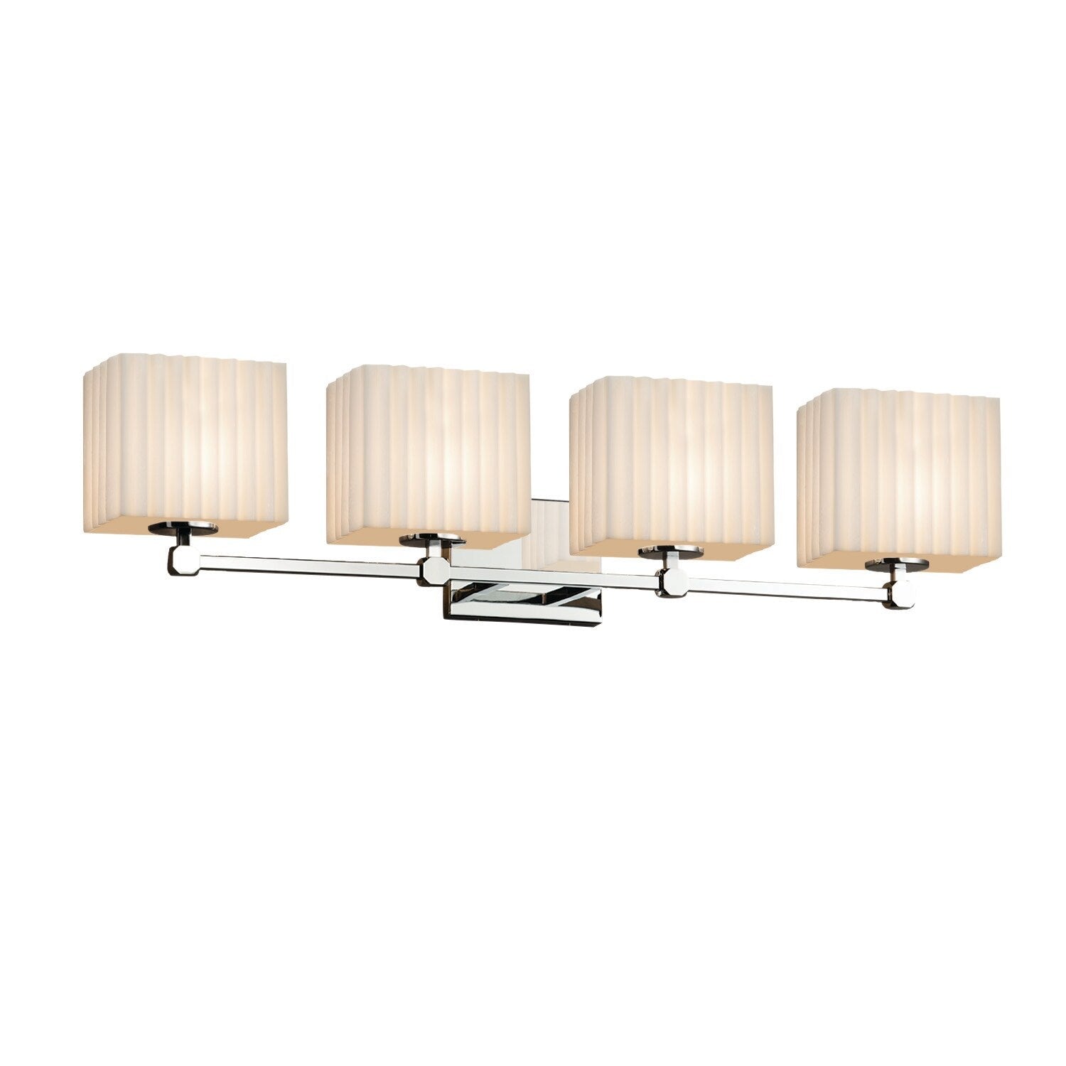 Porcelina Tetra 4 Light Polished Chrome Bath Bar Pleats Rectangle Shade