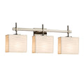 Porcelina Union 3 Light Brushed Nickel Bath Bar Waves Rectangle Shade