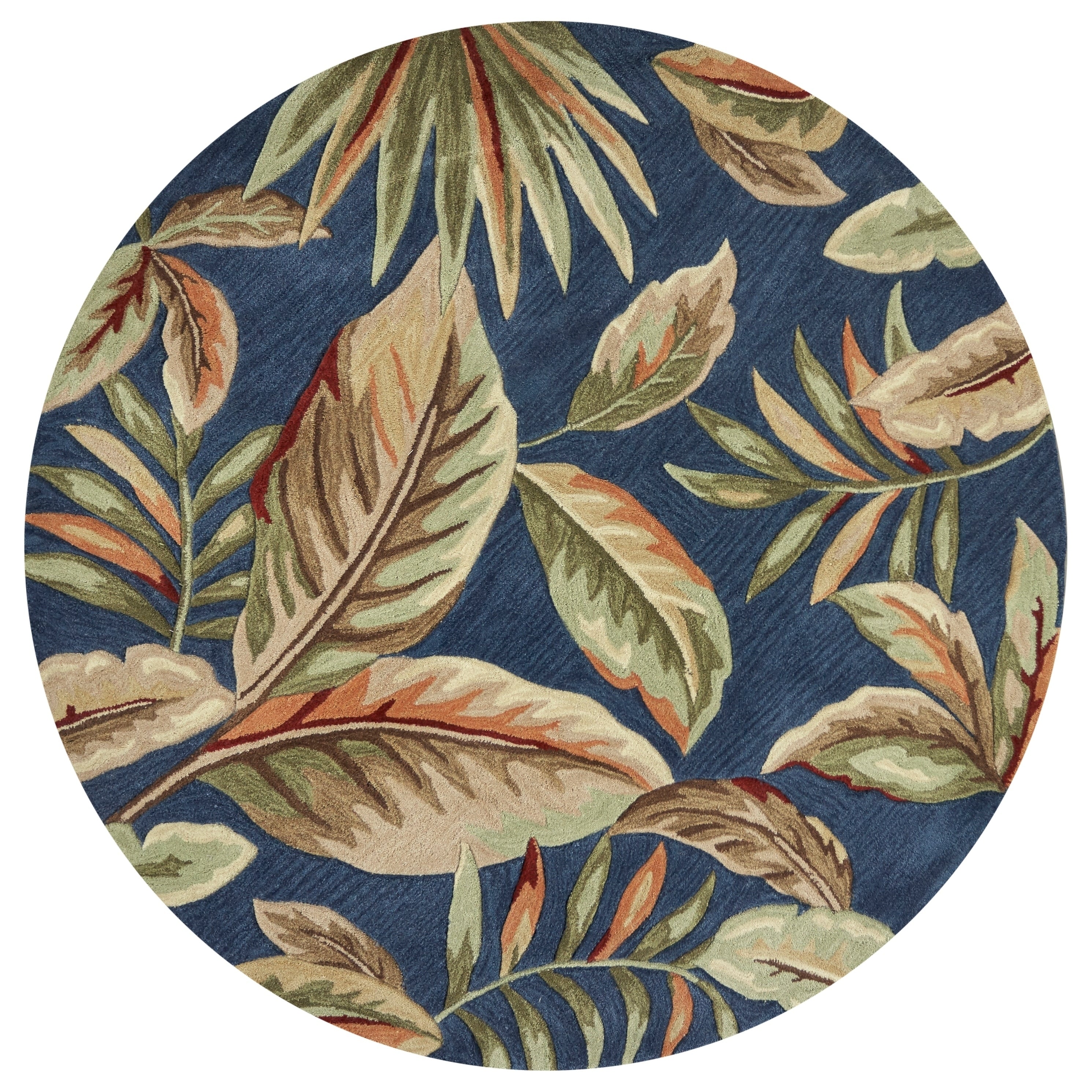 Porch Den Argonne Blue Tropical Leaf Pattern Rug 8 X 106