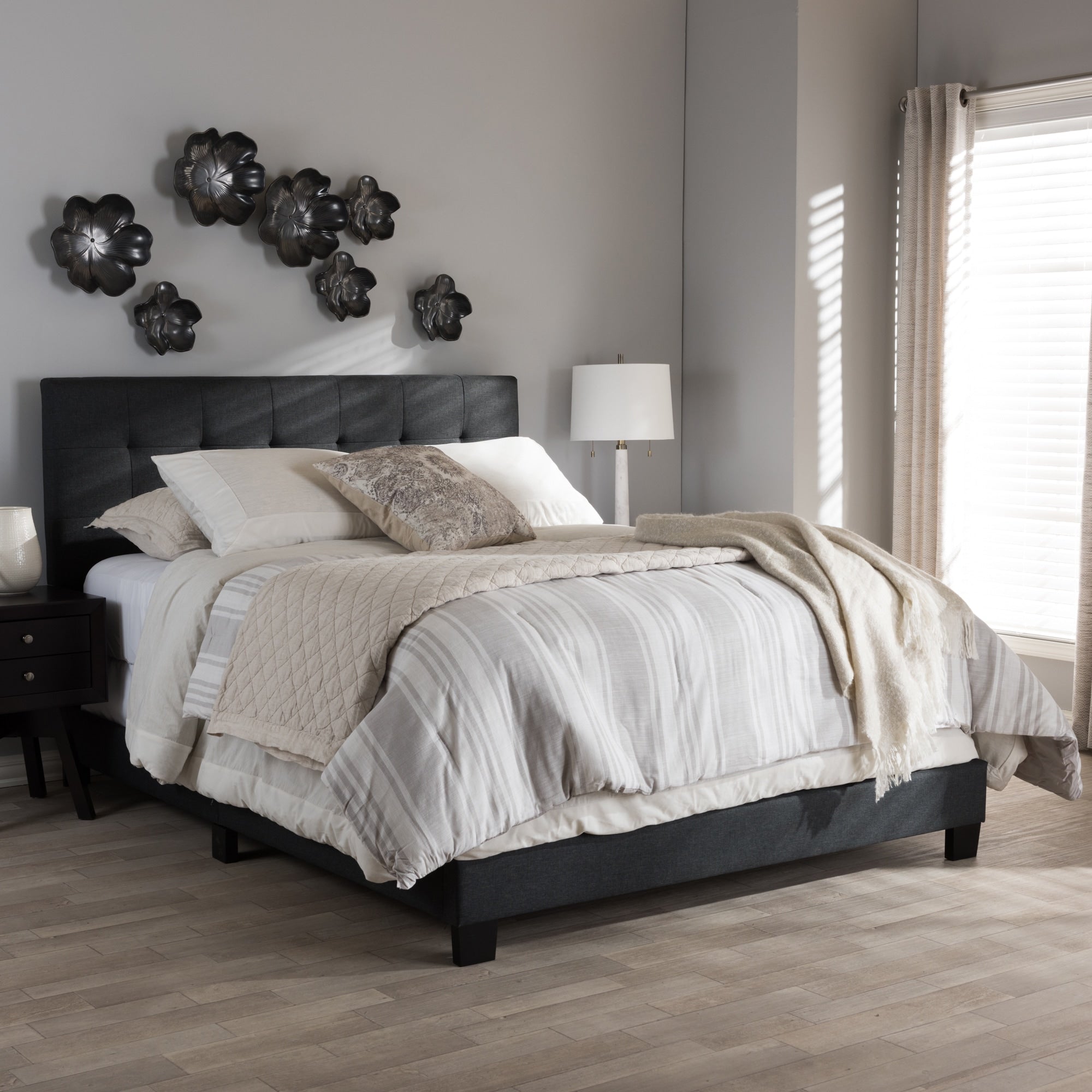 Porch Den Bayview Charcoal Grey Upholstered Bed