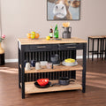 Porch Den Berhill Transitional Black Wood Expandable Kitchen Island