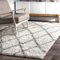 Clay Alder Colville Ivory Grey Moroccan Trellis Shag Area Rug 7 10 X 10