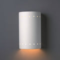 Porch Den Foundry White Perferated Ceramic Closed Top Cylindrical 1 Light Sconce