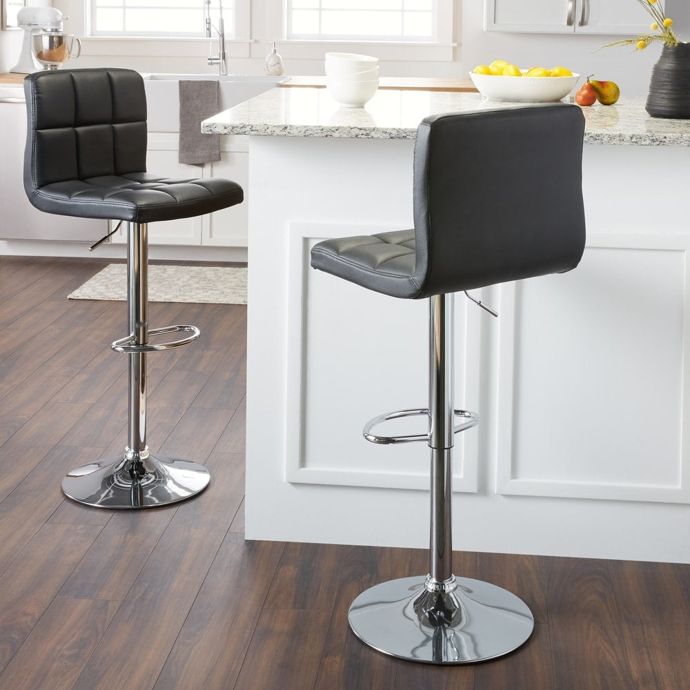 Porch Den Galena Chrome And Faux Leather Height Adjustable Barstools Set Of 2