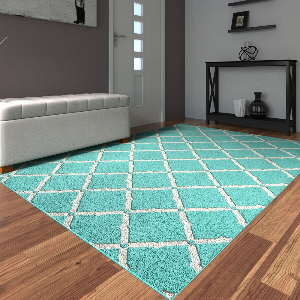 Havenside Home Nedonna Aqua And Ivory Geometric Diamonds Indoor Outdoor Area Rug