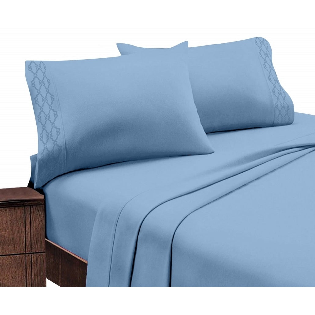 Porch Den Hanson Embroidered Extra Soft Microfiber Deep Pocket Sheet Set