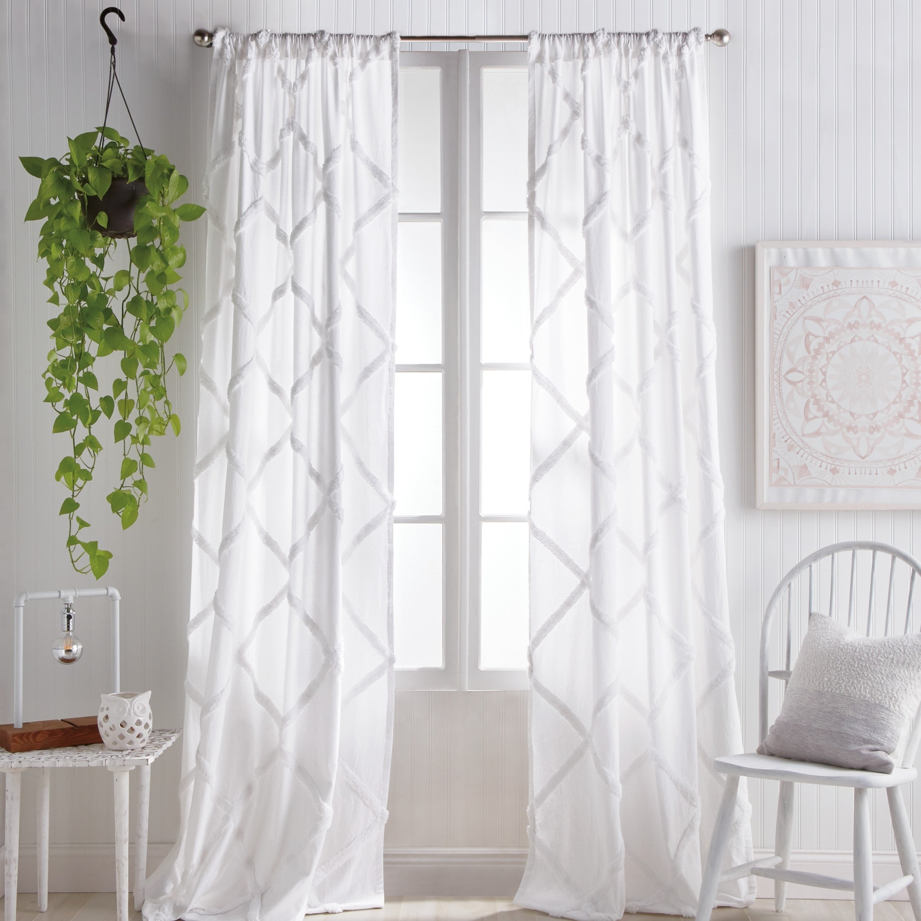 Porch Den Norris Lattice Back Tab Curtain Panel