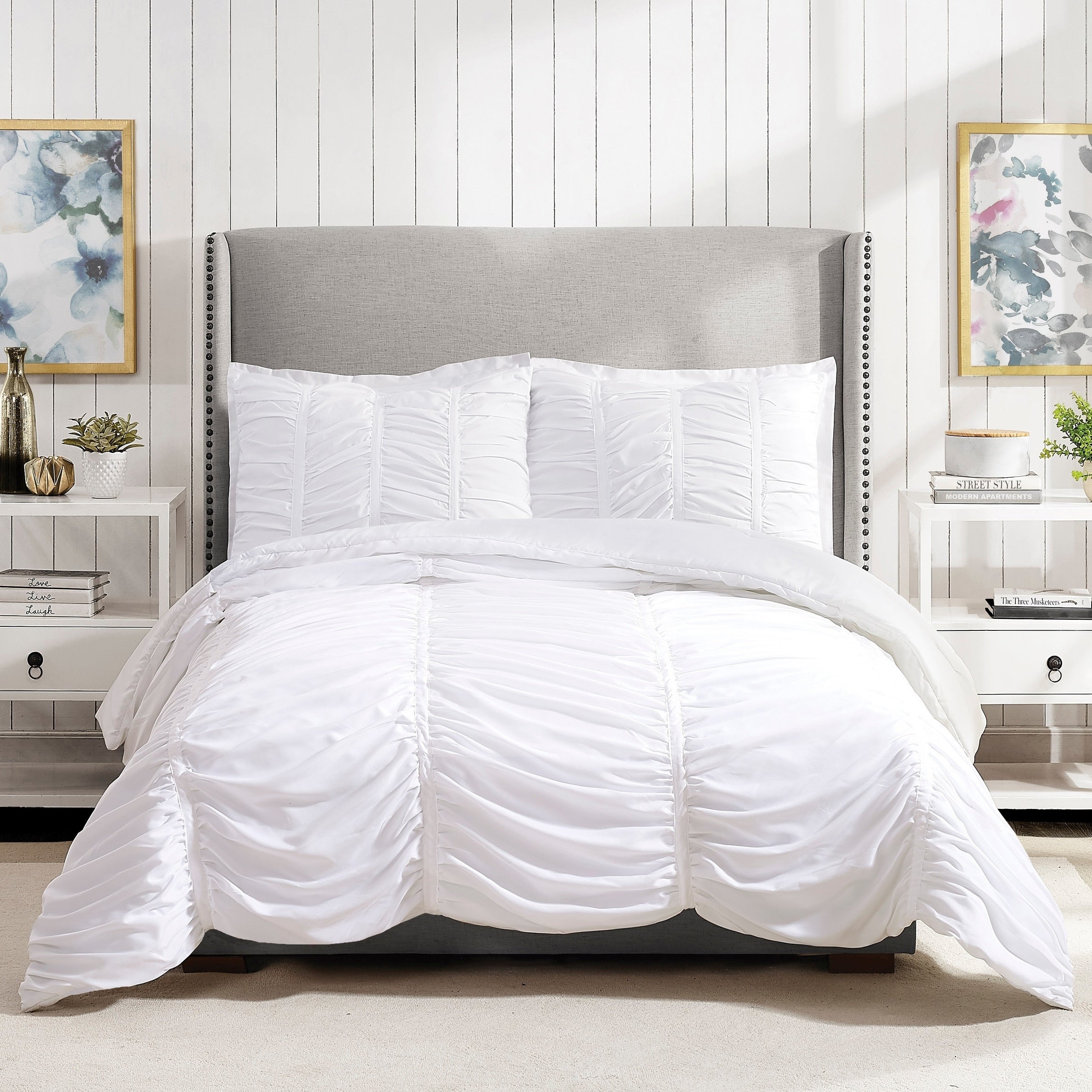 Porch Den Pastern White Textured Twin Twin Xl Comforter Set