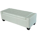 Porch Den Pickard White Faux Leather Storage Ottoman Bench