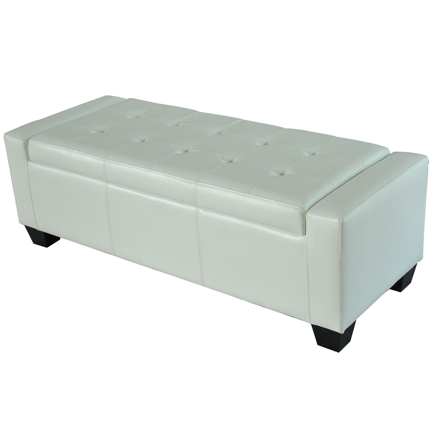 Porch Den Pickard White Faux Leather Storage Ottoman Bench