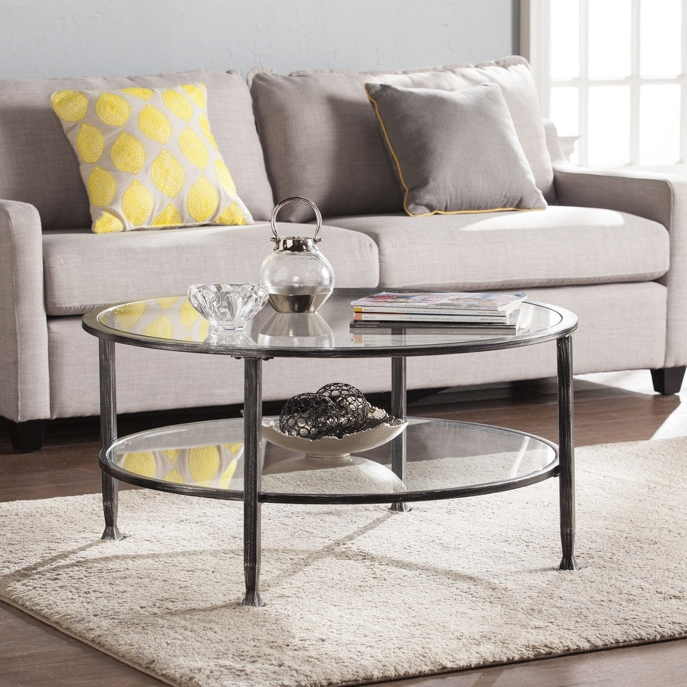 Carbon Loft Glenn Metal Glass Round Cocktail Table