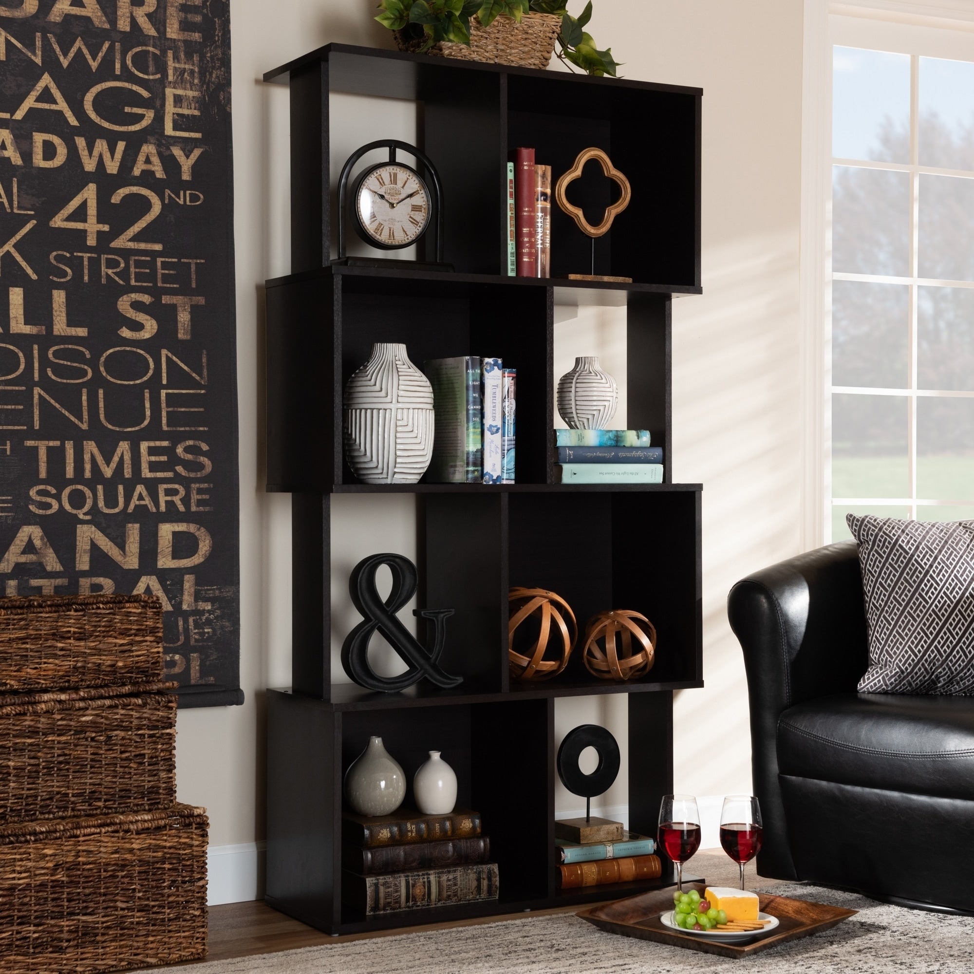 Porch Den Satterberg Geometric Wood Bookshelf