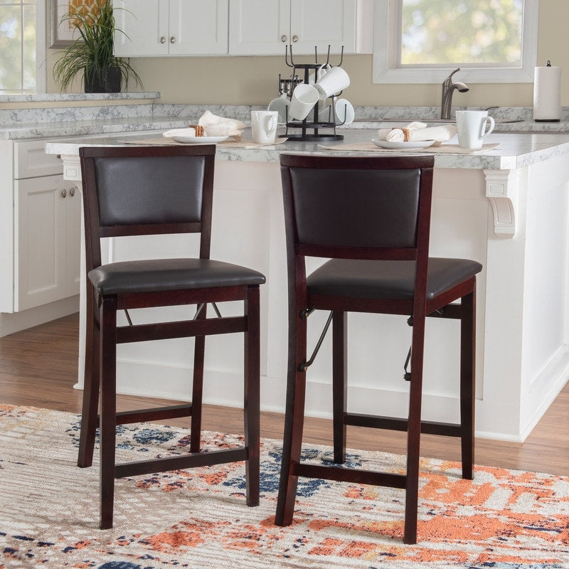 Porch Den Aldersey Dark Brown Folding Counter Stool