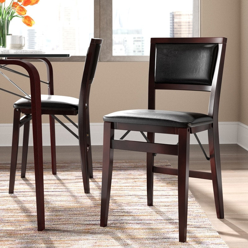 Porch Den Aldersey Espresso Folding Chair With Dark Brown Seat Set Of 2