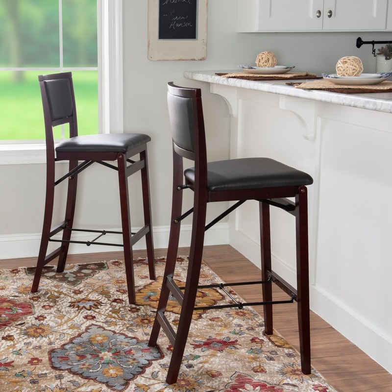 Porch Den Aldersey Espresso Padded Back Folding Bar Stool