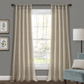 Porch Den Alsea Burlap Knotted Tab Top Window Curtain Panel Pair