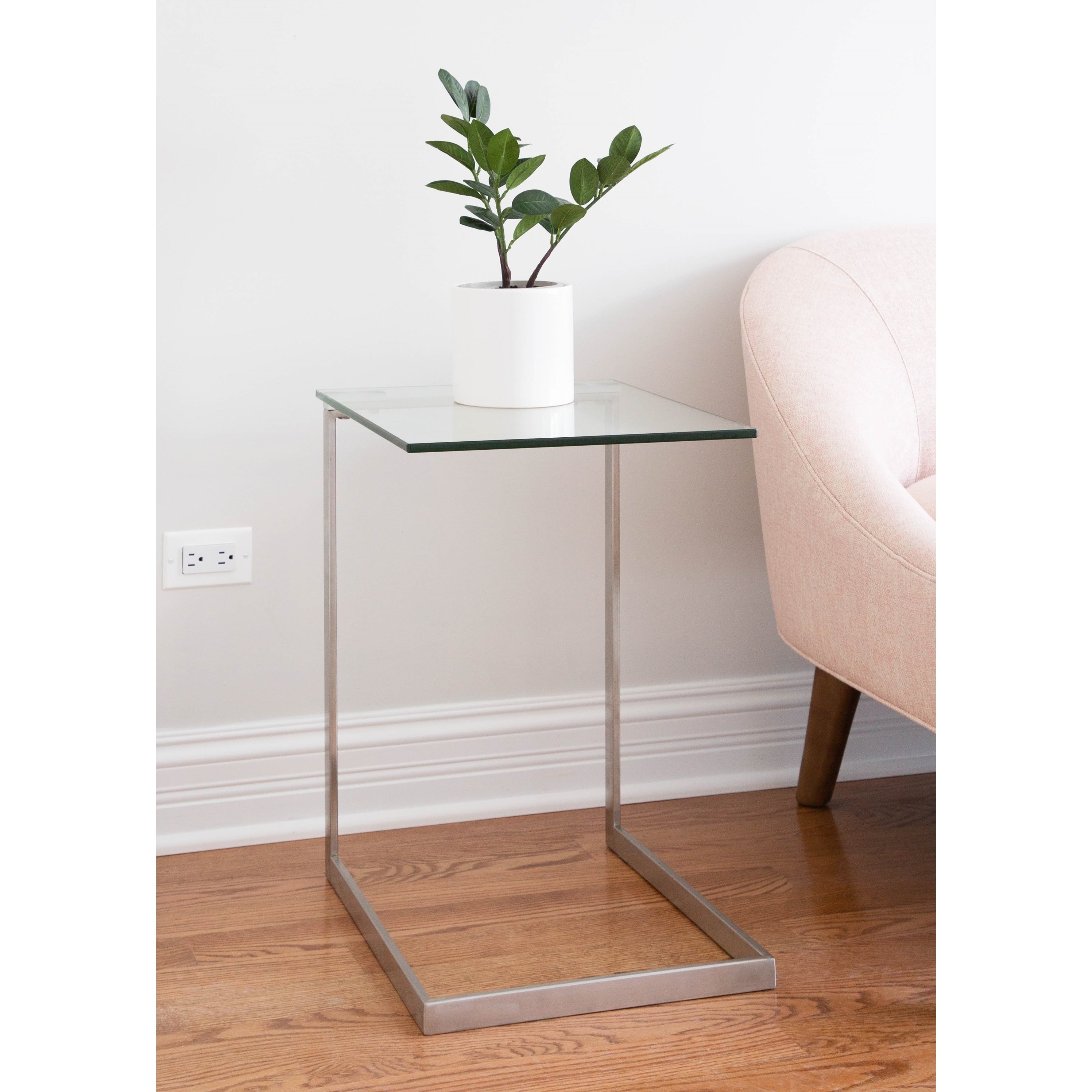 Porch Den Birchshire Stainless Steel Glass End Table