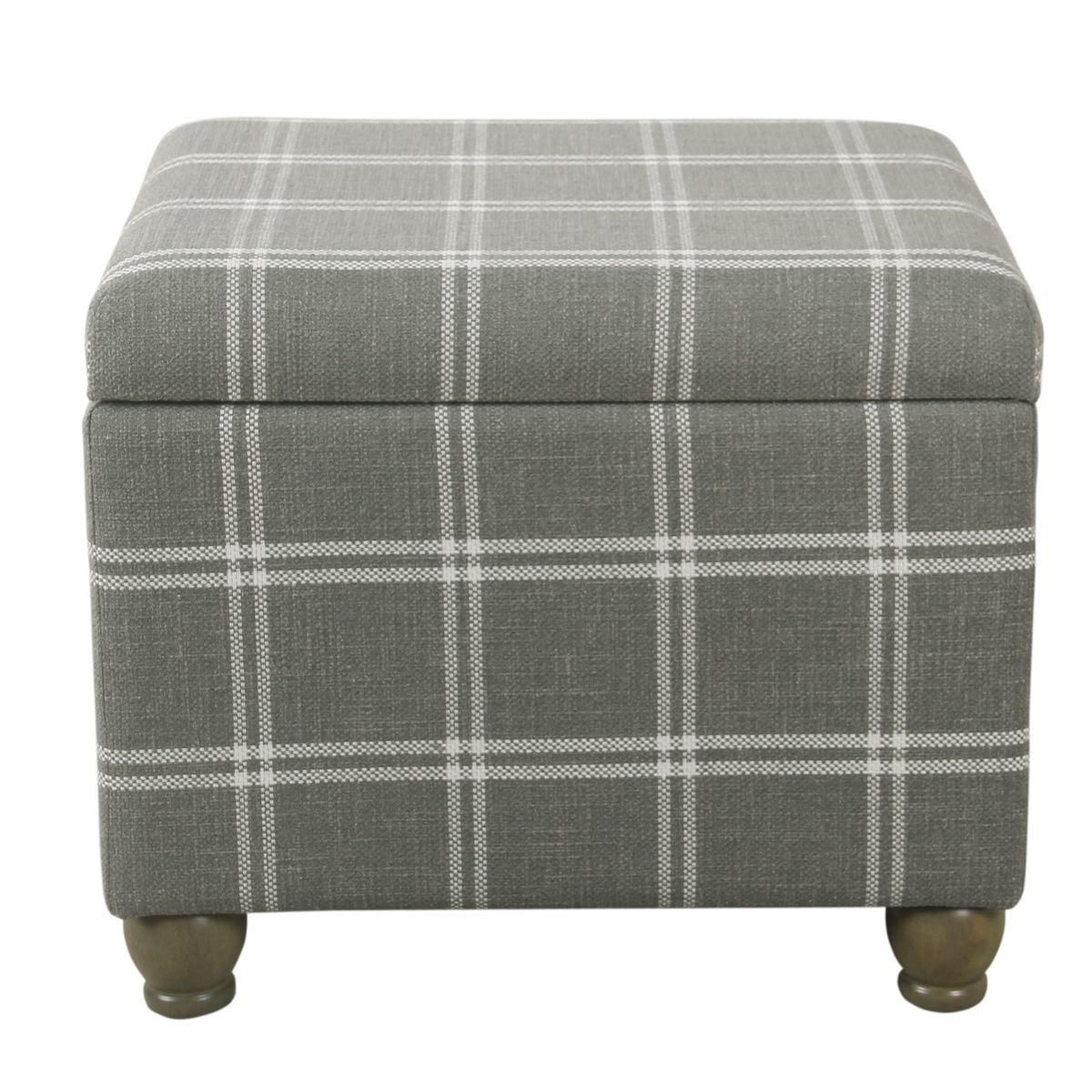 Homepop Geometric Ash Grey Storage Ottoman