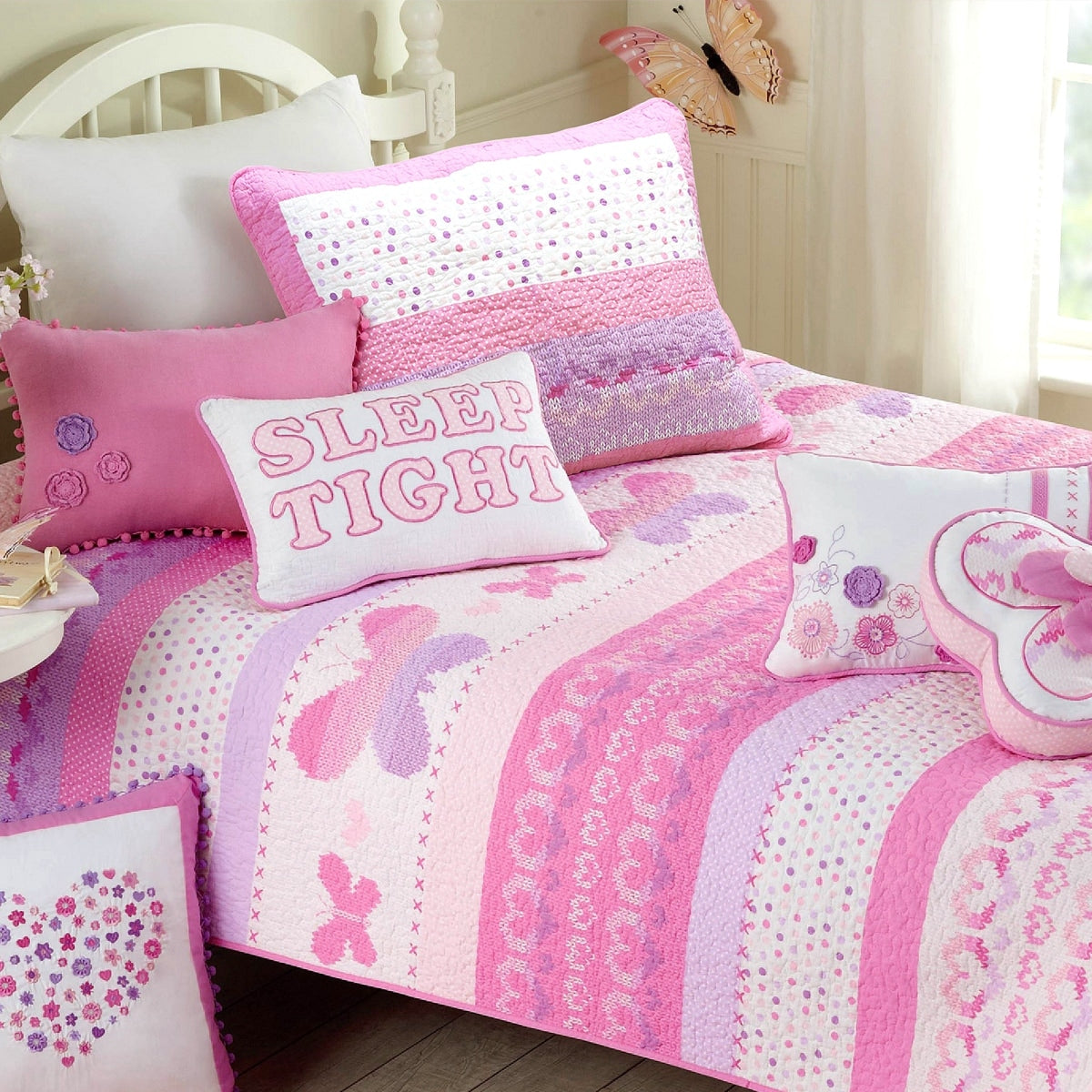 Porch Den Cami Butterfly Cotton Quilt Set