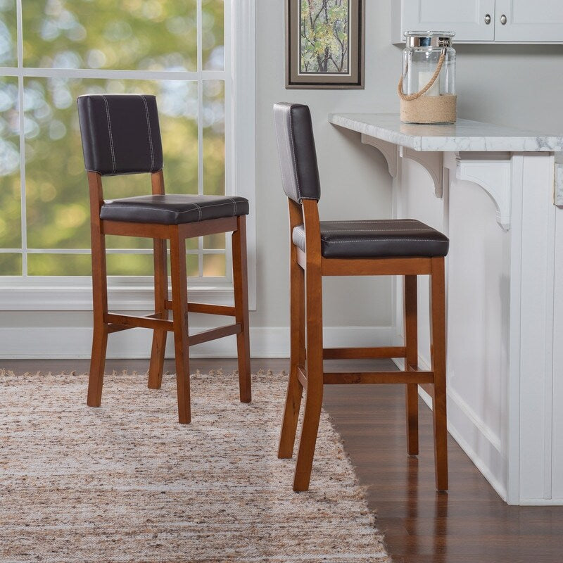 Porch Den Clover Dark Brown Vinyl Bar Stool