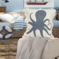 Porch Den Cobre Octopus Fringe Coastal Throw Pillow