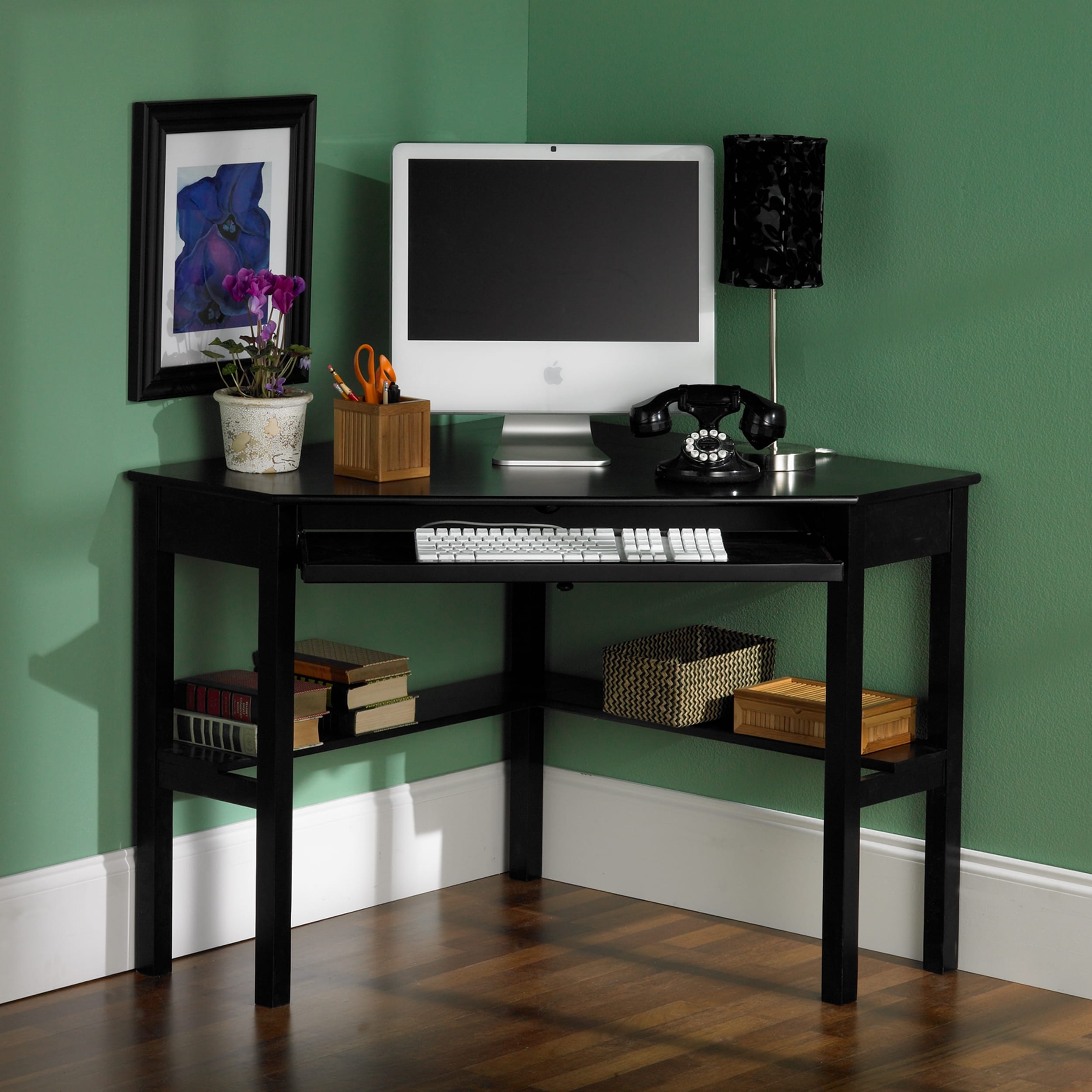 Porch Den Crescent Black Corner Desk