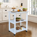 Porch Den Estelle Unfinished Solid Parawood Microwave Kitchen Cart