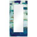 Porch Den Frameless Beveled Wall Mirror With Blue Printed Edges