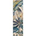 Porch Den Bushong Ivory Teal Tropical Leaf Area Rug