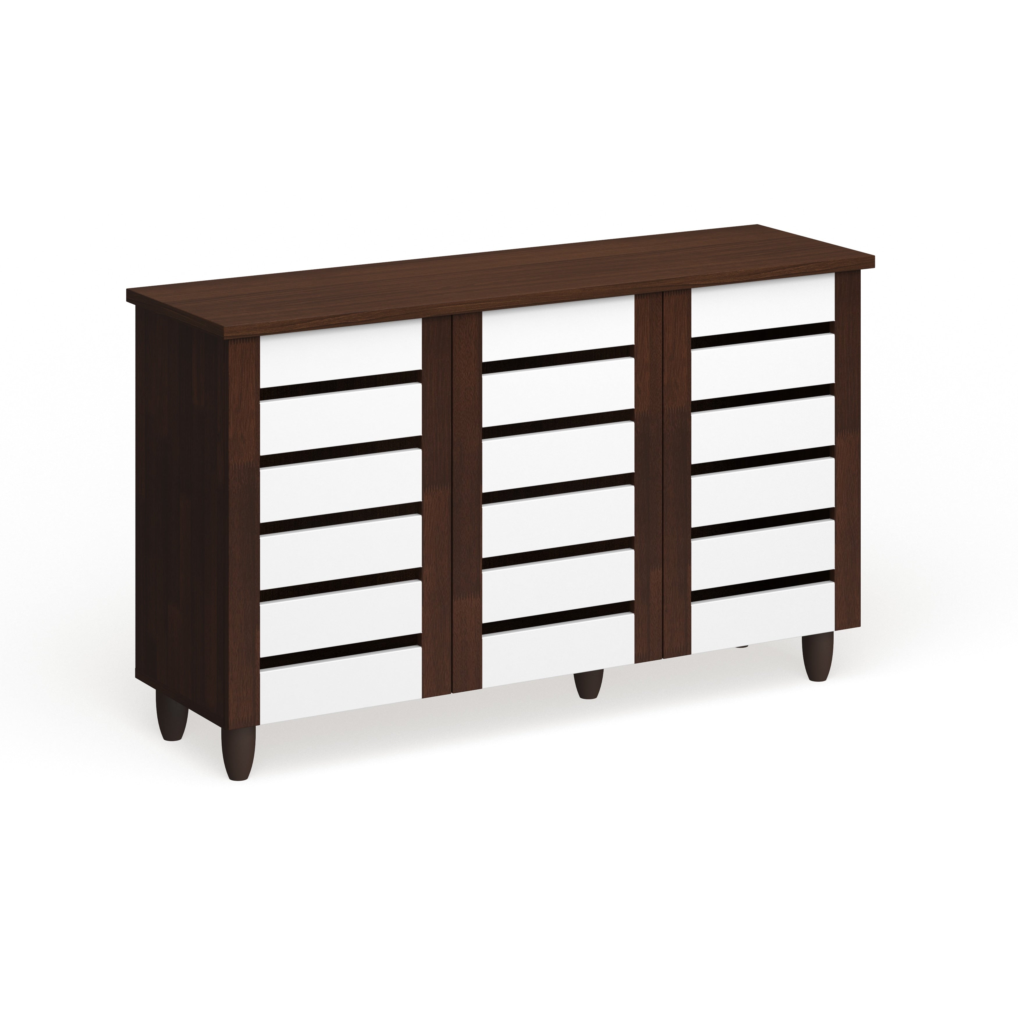 Porch Den Harold Martin Brown White 3 Door Shoe Cabinet